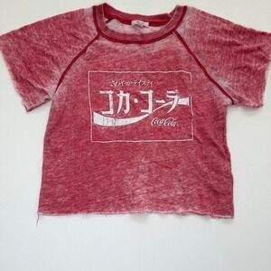 Y2K Vintage Coca-Cola Red/White Raglan Burnout Short Sleeve T-Shirt Shirt Size M